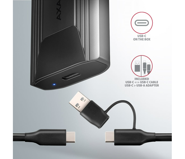 AXAGON EEM2-GTS2 Obudowa zewnętrzna aluminiowa bezśrubowa USB-C 3.2 Gen 2 M.2 NVMe & SATA SSD + USB-A - USB-C redukcja - 1353425 - zdjęcie 4